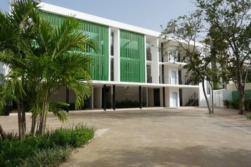 Современные апартаменты в минималистском стиле в окружении зелени